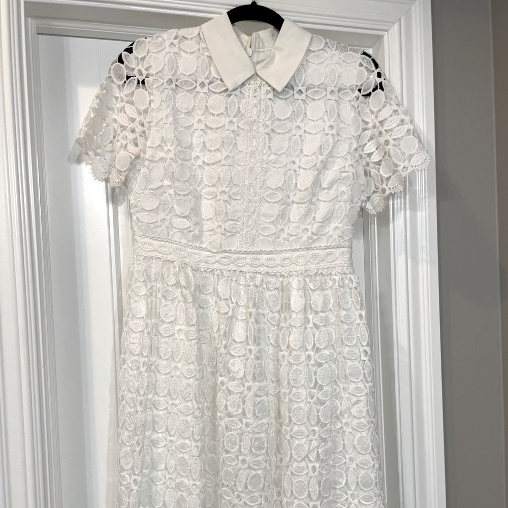 OFF white collar crochet dress